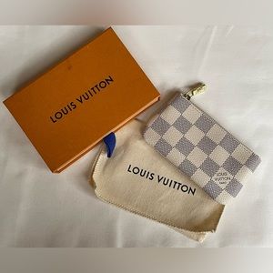 Authentic Louis Vuitton Key Pouch in Damier Azur
